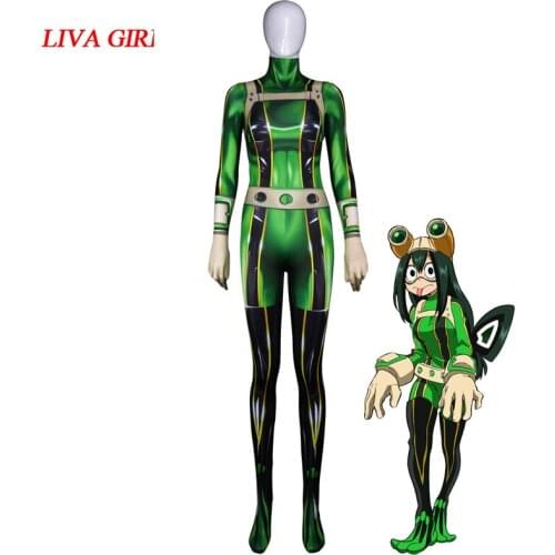 Asui Tsuyu Anime 3D Women My Hero Academia Boku no Hero Academia Asui Tsuyu Cosplay Costume Zentai Bodysuit Suit Jumpsuits