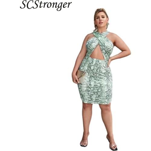 SCSTRONGER Summer Hanging Neck Suspender Halter Sexy One Step Dress Fashion Plus Size Long Skirt Vestidos Mujer Verano 2021