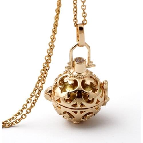 Gold Color Cage Angel Ball Necklace 6 Colors Ball Metal Pregnancy Ball in Pendants Baby Chime Necklace