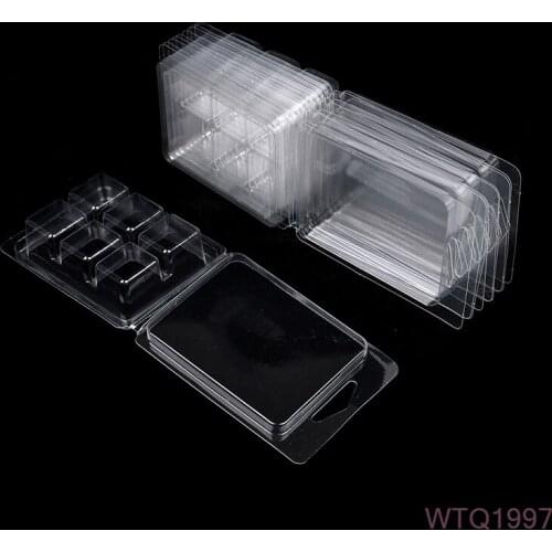 10Pcs 6 Grids DIY Craft Mould Wax Melt Molds Clear Wax Clamshells Wickless Wax Melt Candles Boxes