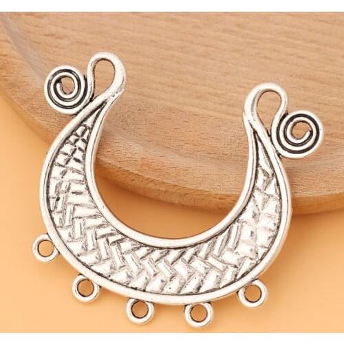 10pcs/Lot Large Boho Bohemia Connector Tibetan Silver Charms Pendants 2 Sided for Necklace Jewelry Making Accessories