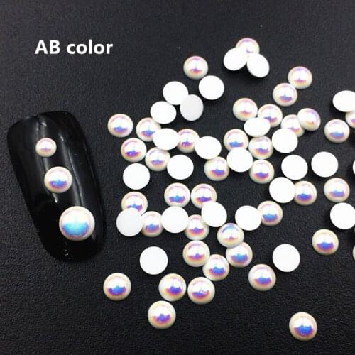 100pcs/Pack Japan Alloy Nail Art Charms Decals 3/4/5mm White AB Color Semicircle Pearl Metal Accessories Bride Nail Sticker DIY