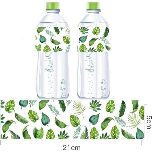 12pcs Tropical Palm Leaves Mineral Water Bottle Label Pineapple Aloha Stickers Summer Hawaii Party Supllies Stickers Decor