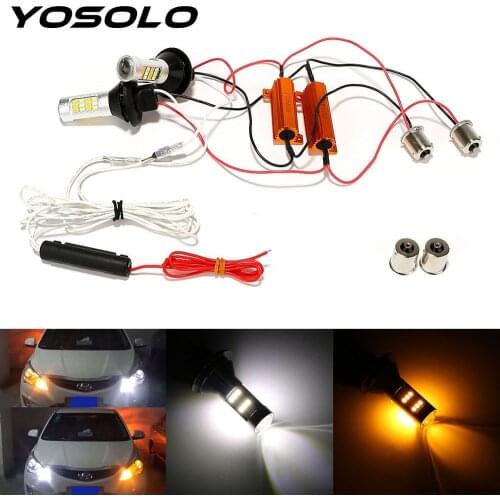 YOSOLO 2Pcs/Set 2 In 1 1156 42 LEDs LED Car DRL Car-styling Daytime Running Lights DC 12V Auto Lamps Car Turn Signal Light