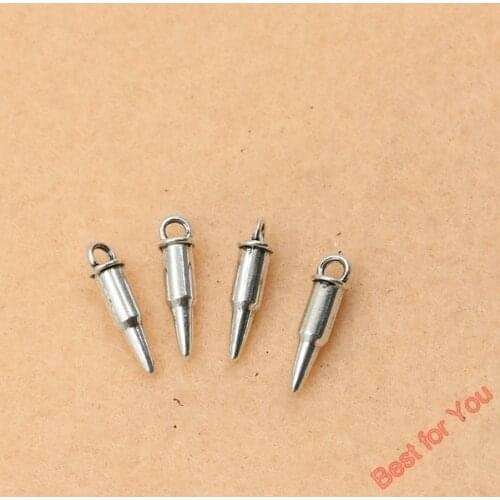 20PCS Bullet Charm Pendant Tibetan Silver Plated Jewelry DIY Making Accessories Handmade 15x5mm