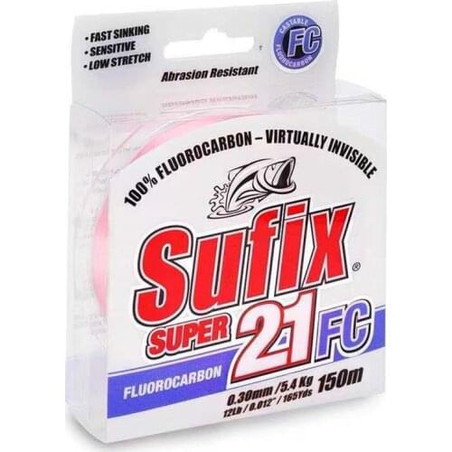 2021 New SUFIX SUPER 21FC 150M Super Strong Fluorocarbon Carbon Fiber Line Sea Fishing Lure Line