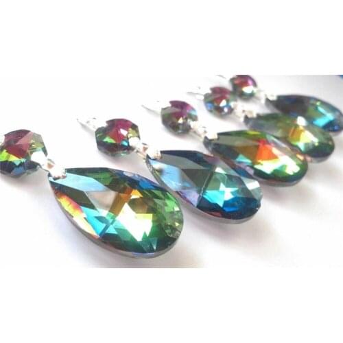 35pcs Vitrail Rainbow 38mm teardrops with 14mm octagon Chandelier Crystals Prism Almond Wedding Decor