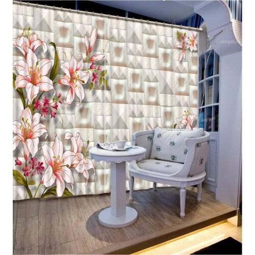 3d curtains modern style Simple flower wall curtains-for-living-room window custom made