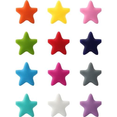 5 pieces Star Silicone Beads Baby Teething Loose Beads teether Food Grade Teether Beads Baby DIY Pacifier Chain