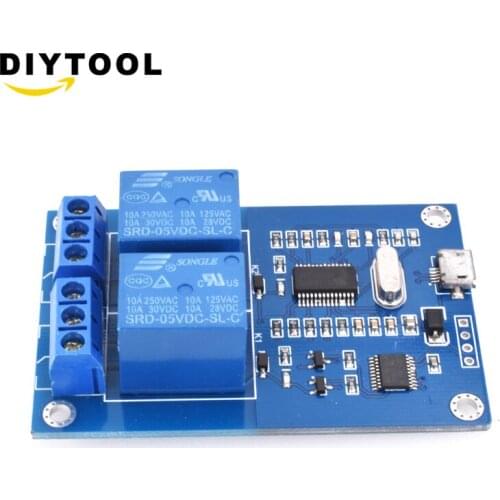 DC 5V 2 Channel Micro USB Relay Module Control Panel with Indicator 2 Ways Relay Output USB interface