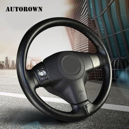 AUTOROWN Car Steering Wheel Covers Soft Genuine Leather Braid Car-covers Universal Size 53cm 38cm Auto Car Accessories