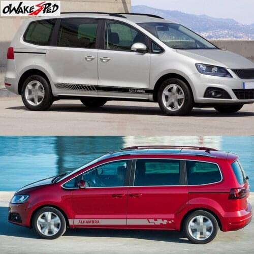 Car Side Skirt Decor Sticker Vinyl Decal Stripe Graphics Auto Body Door Accessories Stickers For Seat Alhambra 2011-2018