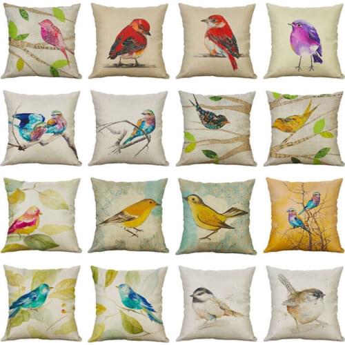 Throw Sofa Birds Home Pillow Cover 18'' Cushion Decor Case Cute