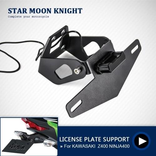 Motorcycle License Plate Holder Bracket Frame Tail Tidy Fender Eliminator For Kawasaki Ninja 400 Z400 2017 2018 2019 2020