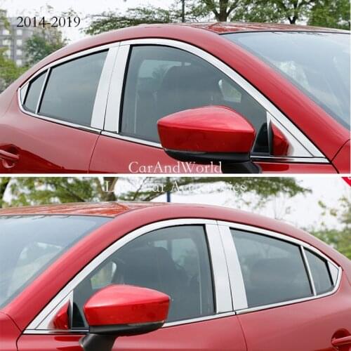 For Mazda3 Mazda 3 Axela 2014-2022 Stainless Steel Car Window Pillar Post A/B/C Column Cover Trims Sticker External Accessories