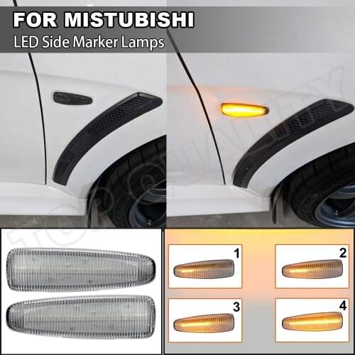 For Mitsubishi Outlander 2007-2013 Mirage Lancer Mk8 Clear Dynamic LED Side Marker Turn Signal Light Lamp Sequential Flashing
