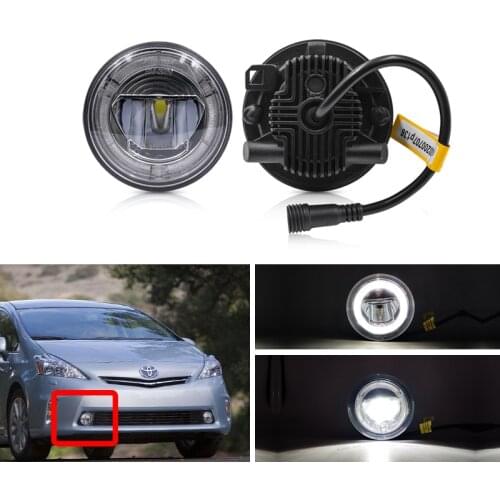 DRL Halo Led Front Driving Fog Light Assembly Kits For Toyota Echo Highlander Hybrid Prius Mr2/Spyder For Scion XA