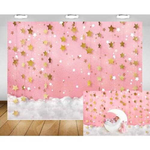 Twinkle Twinkle Little Star Backdrop Glitter Gold Star Photography Background Decor Newborn Baby Portrait Photocall Photo Studio