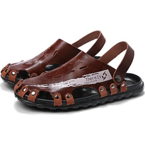 Heren rubber classic leather zandalias para v herren genuino transpirables man sandali masculino men sandalle da de ritable for