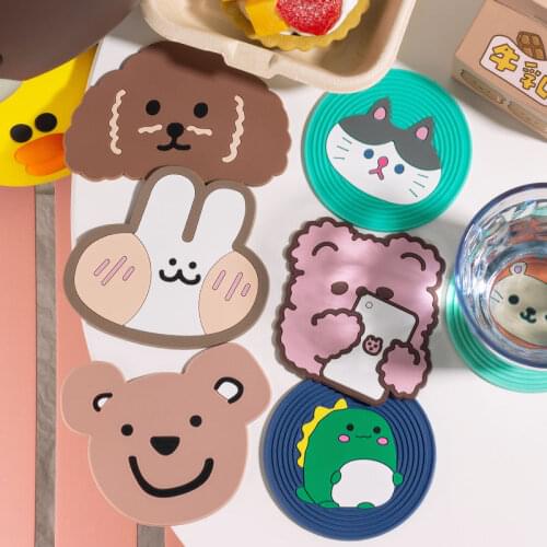 Ins Cute Cartoon Heat Insulation Pad Placemat Coaster Anti-scald Household Bowl Mat Waterproof Silicone Dining Table Small Mat