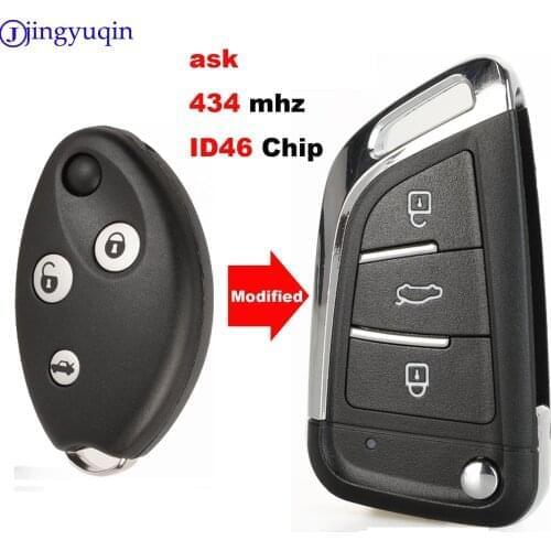 Jingyuqin 3 Buttons For Citroen Senna C3 C5 Remote Control Key With Electronics 433Mhz Uncut Blade Car Keys