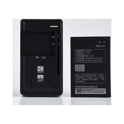 Jinsuli LOT=1PC Desk Dock Charger+1PC 1300mAh BL214 Battery for Lenovo A208t A218t A269 A305E A269I A316 A300T A360e Phone