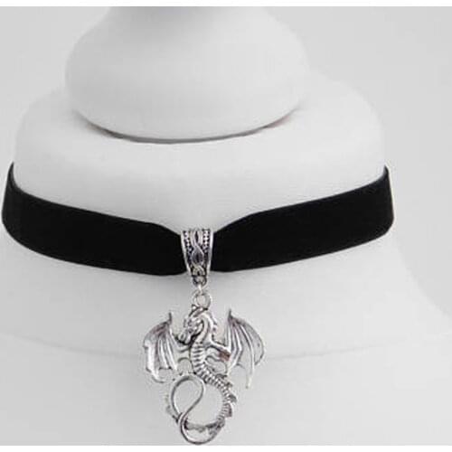 DRAGON CHOKER NECKLACE, Gothic Choker, Dragon Choker, Velvet Choker