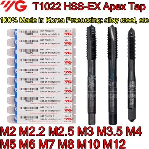 M2 M2.2 M2.5 M3 M3.5 M4 M5 M6 M7 M8 M10 M12 10pcs/set T1022 100% Made in Korea Apex Tap Processing: alloy steel, etc