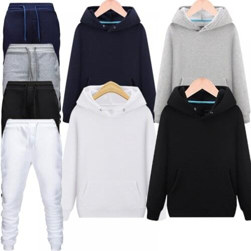 2021 Men Sets Solid Color Hooded Sweatshirt+Pants 2 Pieces Sets Tracksuit Men Clothes Casual Sportwear Fitness Sport Suit S-4XL