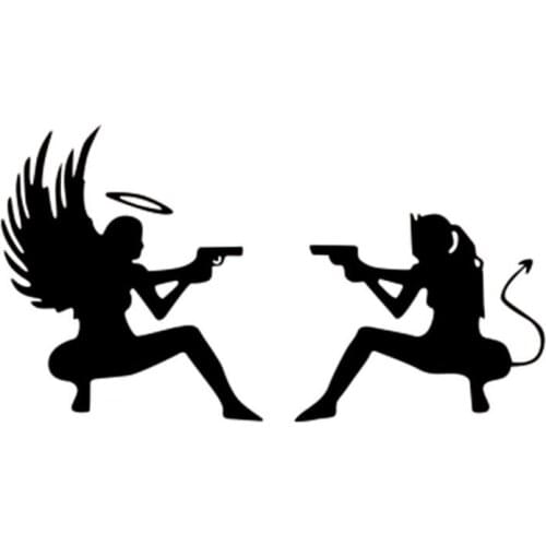 Car Stickers Decals Demon Angel gun battle Reflective Vinyls Decals Fashion Creative Car Styling Stickers