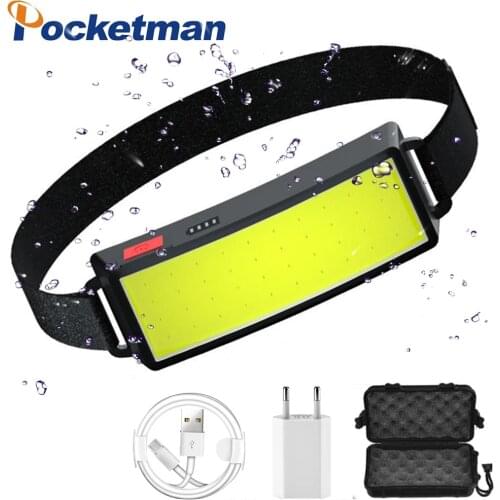 12000LM Led Headlamp Portable Mini COB LED Headlight With Built-in Battery Led Flashlight USB Rechargeable Camping Outdoor Lamp