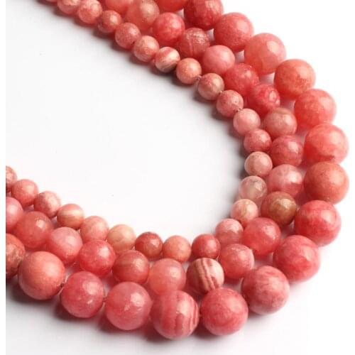 Natural Round Red Rhodochrosite Stone Loose Beads for Jewelry Making Pick Size 6/8/10mm DIY Bracelet Necklace 15 Inches
