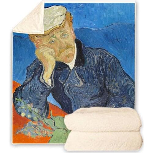 1 Pcs 150*200cm Van Gogh paintings Blankets Soft Bedding Bath Towel Swaddle Digital printing sofa cover blanket
