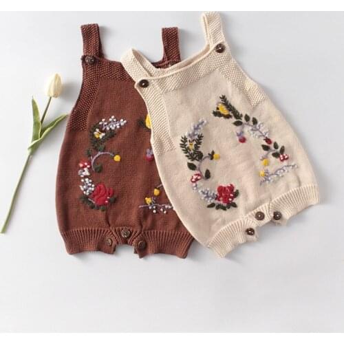 Newborn Baby Clothes Cotton Embroidery 2020 Spring Baby Girl Romper Infant Boy Romper Knitted Baby Romper Toddler Jumpsuit