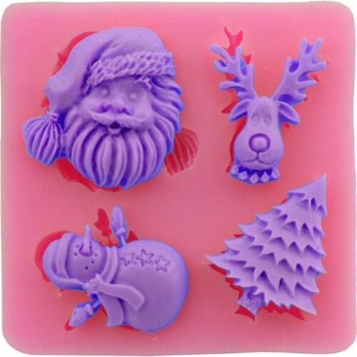Christmas Series Snowman Moose Silicone Flip Sugar Mold Chocolate Baking Cake Mould DIY Hand Drop Gel Decoration