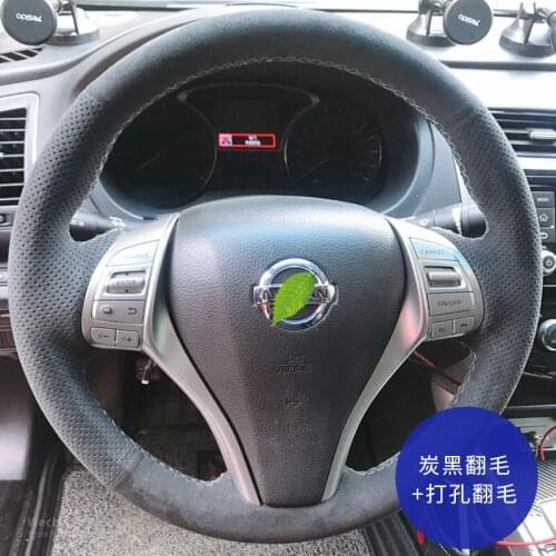 Steering wheel cover for Nissan Sylphy Qashqai hand-stitch Teana Tiida Murano X-TRAIL Premium Perforated Suede Leather hand Grip