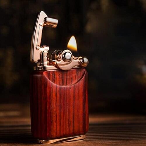 Sandalwood rocker lighter kerosene creative kerosene lighter vintage retro mens lighter
