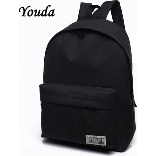 Youda School Bags For Teenagers Student Satchel Laptop Backpacks Travel Classical Simple Canvas Solid Color Backpack