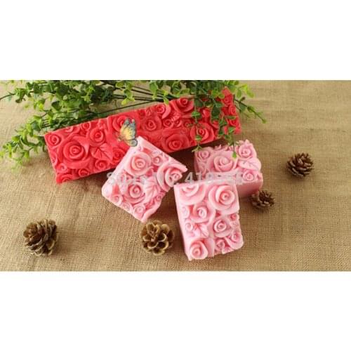 Silicone toast soap mold Valentines Day rose flowers with leaves handmade gift decorations handicraft silica gel soap molds