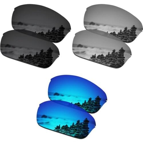 SmartVLT 3 Pairs Polarized Sunglasses Replacement Lenses for Oakley Half Wire 2.0 Black and Silver Titanium and Ice Blue