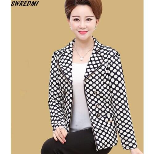 SWREDMI Women Jacket Coat Spring Mother Clothing Plus Size 4XL Autumn Casual Printing Tops