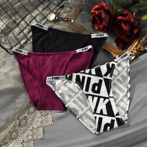 Cotton Sexy Underwear Women Panties G-String Letter PINK Seamless Briefs Thongs Low Waist Lady Intimates Sport Girls Lingerie