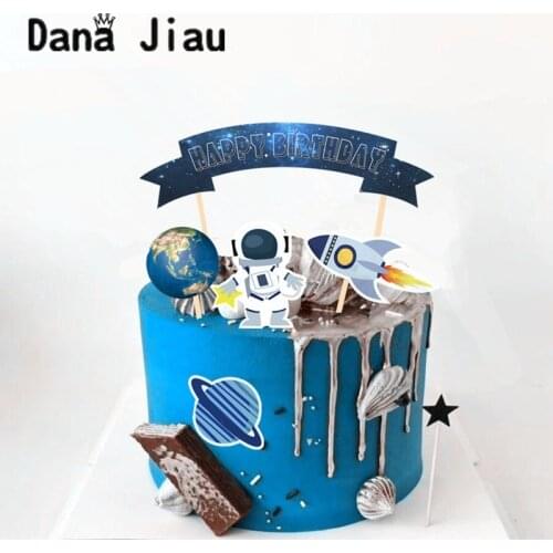 Wedding 13pcs/pack Astronaut Planet Theme Boy Birthday Cake Decoration Flag Cupcake Toppers Insert Card Party Supplies Planet