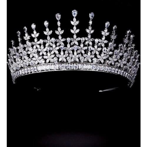 Shiny Cubic Zirconia Crown Full Crystal Bridal Tiaras Women Headbands for Wedding Pageant Prom Party Birthday