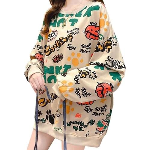 ZuoLunOuBa Winter Plus Cashmere Casual Women Hoody Print Demon Pumpkin Bear Paw Harajuku Cartoon Sweatshirt Pullover Female