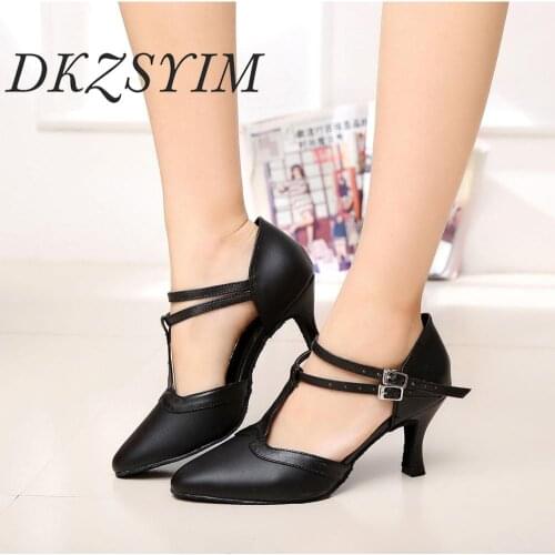 DKZSYIM womens latin dance shoes ballroom dance shoes professional ladies Latin dance shoes red satin soft bottom Hot selling