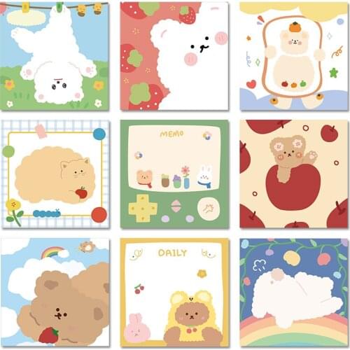 100 sheets Cute cartoon rainbow bear Loose Leaf Decoration Memo Sheet Pad Planner To Do List School Office Stationery