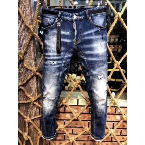 2021 Fashion Trend DSQ2 Patch Patch Paint Dot Punk Style Mens Jeans *A215