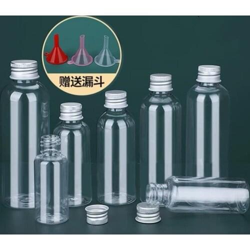3pcs 5-100ml Plastic Bottle with Aluminum Screw Cap Plug Cosmetic Container Travel Kits Portable PET Lotion Cream Tube Jars