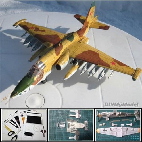 3D Paper Model Toy 1:33 scale Soviet Union Sukhoi Su-25 Attack Plane manual papercraft aircraft Military model collections